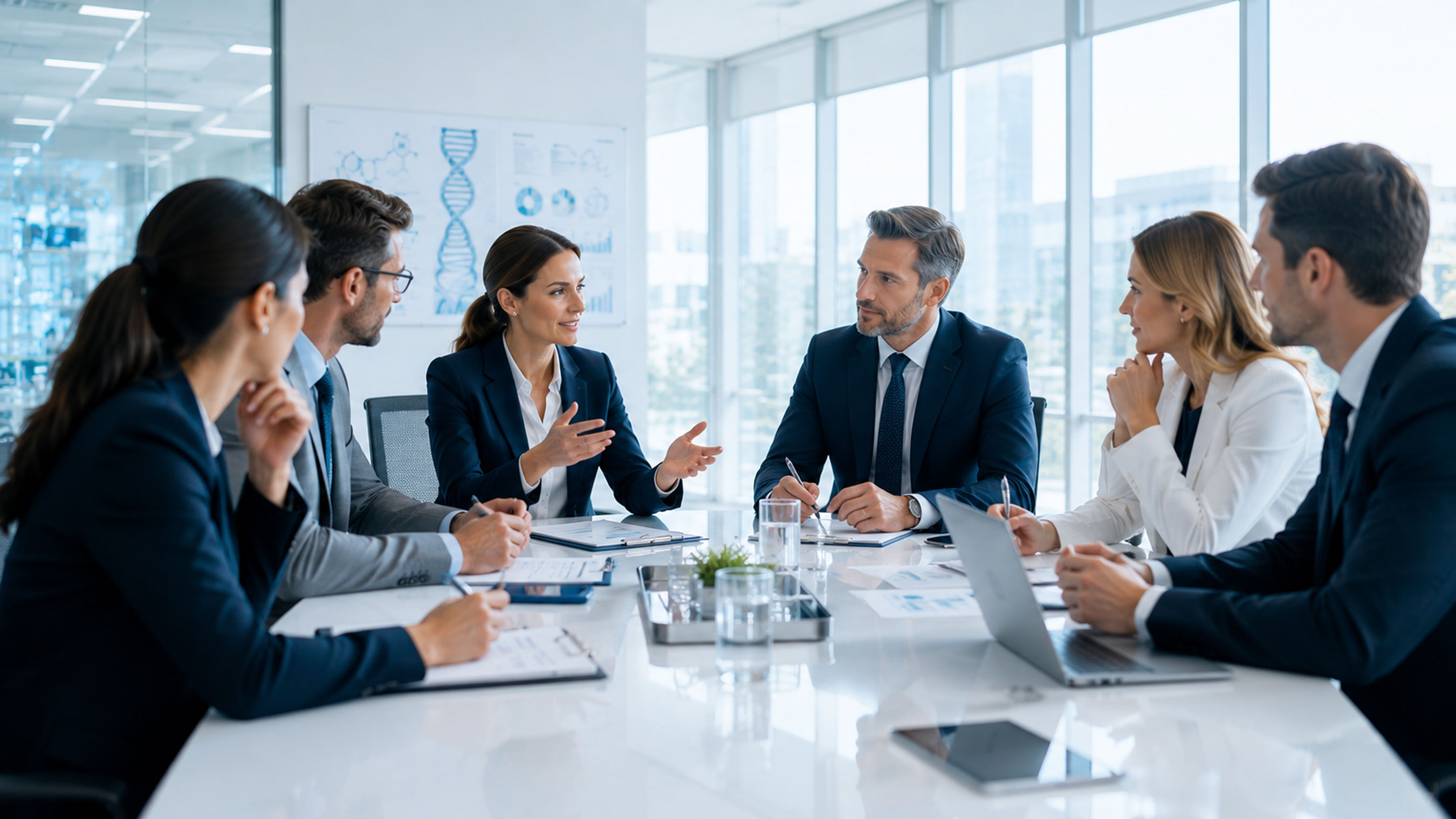 Life science professionals discussing anti-bribery compliance and regulatory strategy